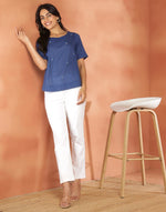 Indigo Cotton Hand Embroidered Arcadian Top