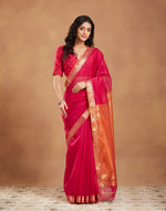 Magenta Cotton Silk Blend Maheshwari Sari
