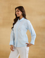 Light Blue Cotton Chikankari Shirt