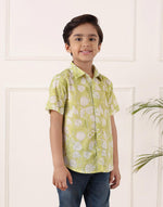 Green Cotton Hand Block Printed Shirt