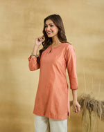 Pink Cotton Silk Short Kurta