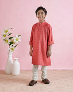 Pink Viscose Blend Hand Block Printed Long Kurta