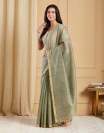 Green Cotton Silk Blend Chanderi Woven Wonders Sari