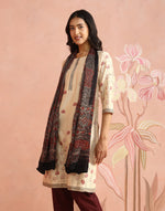 Black-Red Viscose Blend Ajrakh Printed Stole