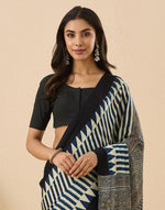 Indigo Viscose Blend Ajrakh Printed Sari