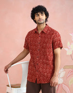 Red Cotton Bagru Print Shirt for Men from Fabindia UK