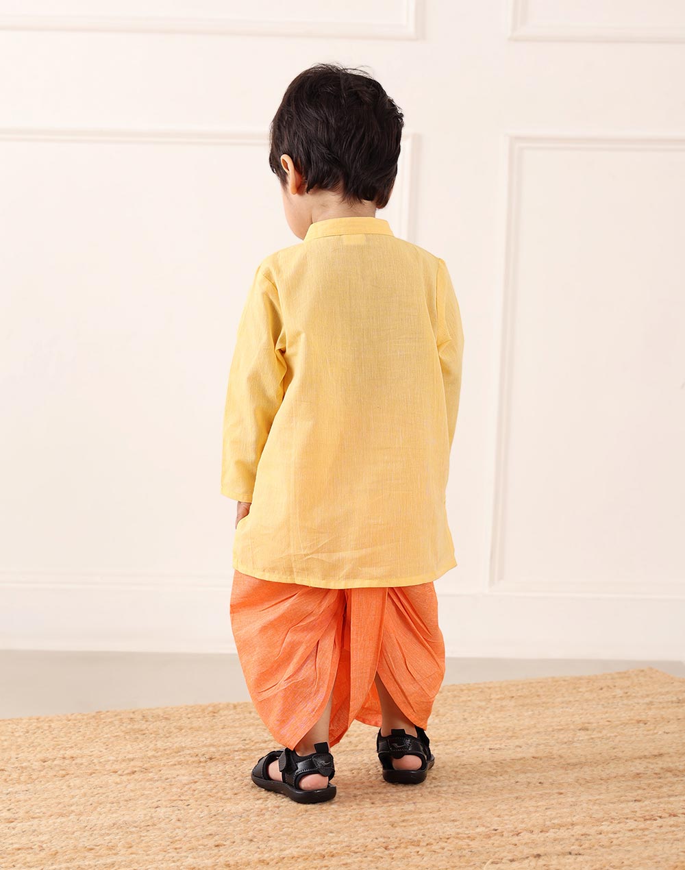 Yellow Cotton 2pc Dhoti Set