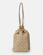 Beige Hand Embroidered Jhilmil Poti
