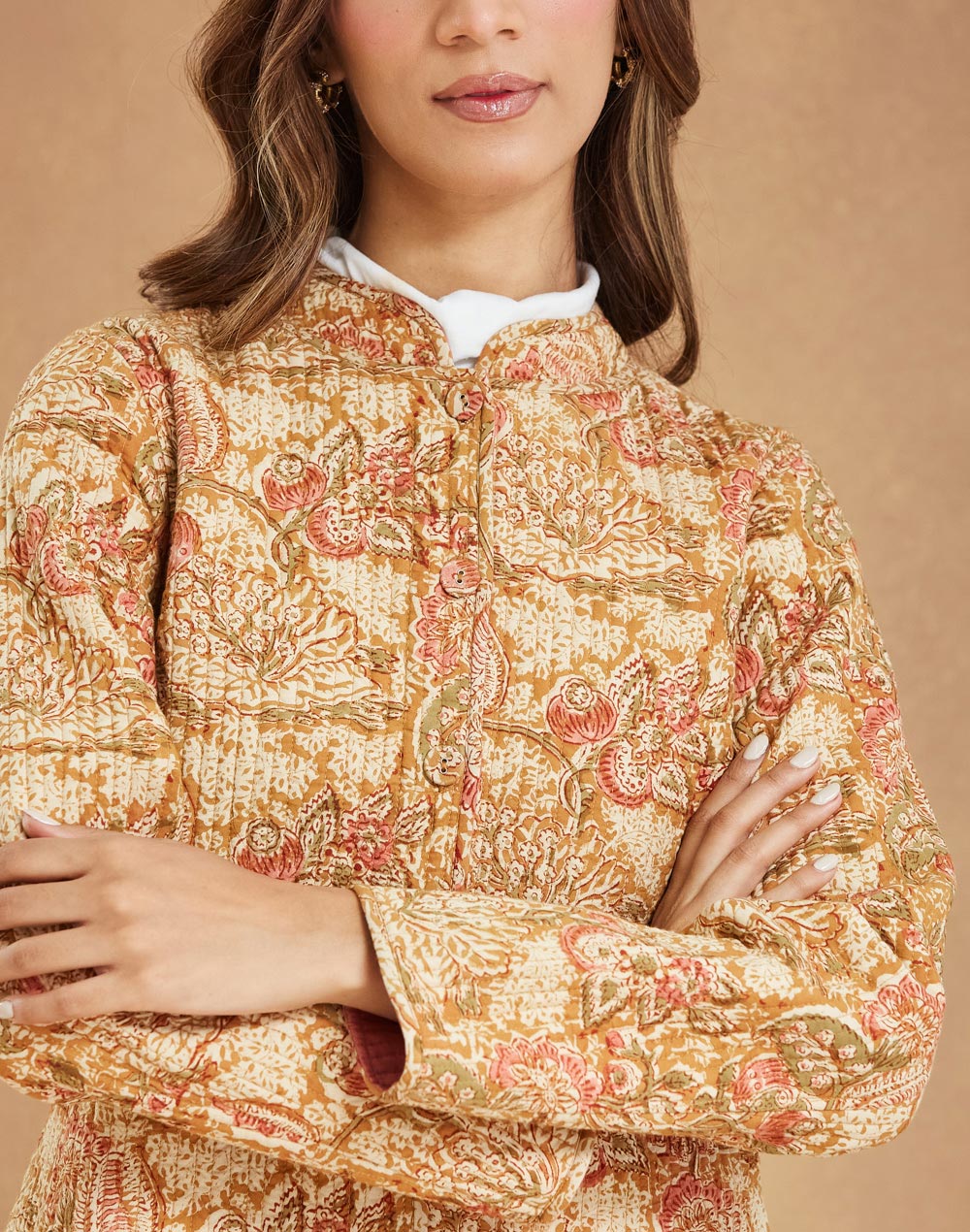 Beige Cotton Kalamkari Jacket