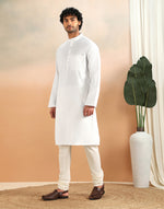 White Cotton Slim Fit Long Kurta