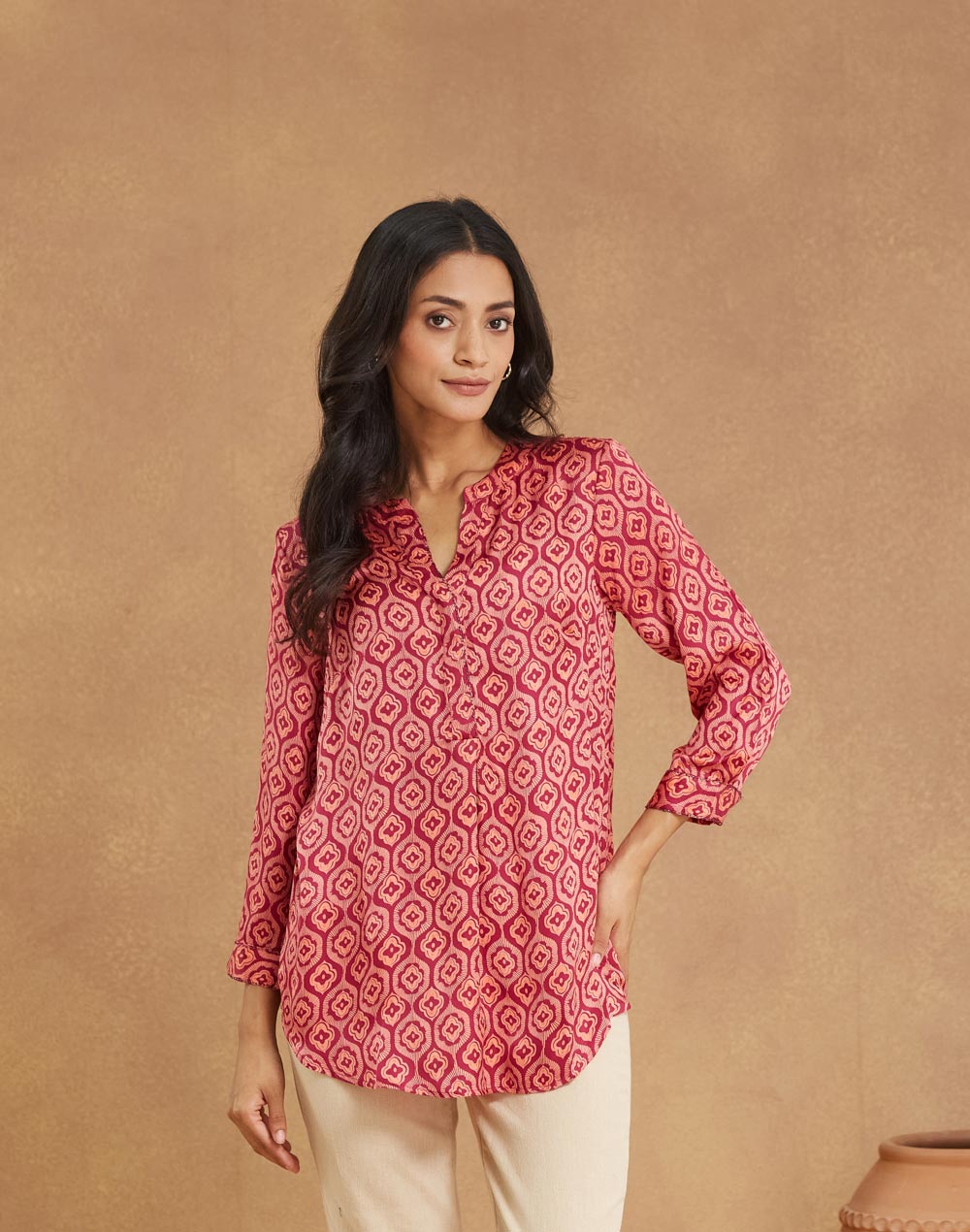 Pink Rayon Blend Tunic