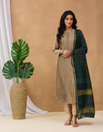 Green Cotton Silk Blend Dabu Printed Dupatta