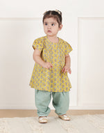 Yellow Cotton Hand Block Printed 2pc Salwar Set