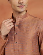 Orange Viscose Silk Slim Fit Long Kurta