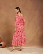 Pink Cotton Printed Maxi