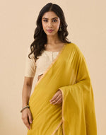 Green Linen Blend Hand Woven Sari