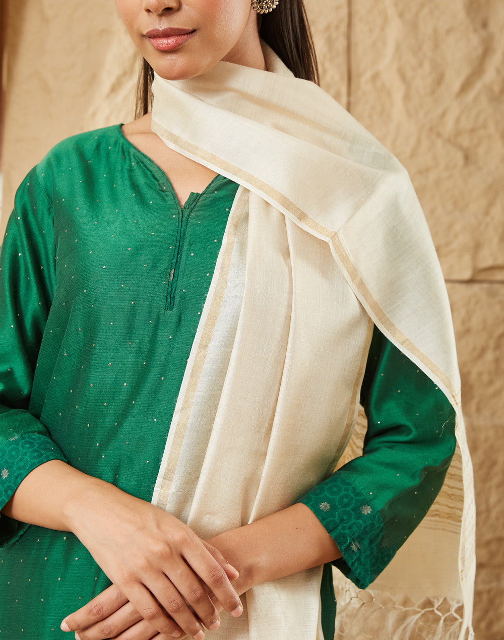 Natural Silk Blend Hand Woven Stole