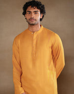 Yellow Viscose Silk Long Kurta
