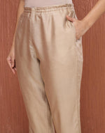Beige Viscose Silk Woven Ethnic Pant