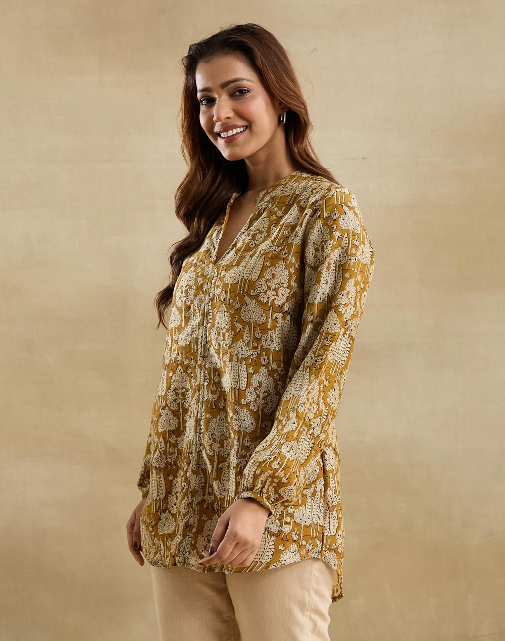 Mustard Cotton Silk Bagru Clara Tunic