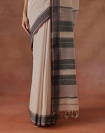Beige Cotton Silk Blend Woven Wonders Maheshwari Sari