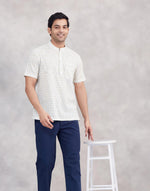 White Cotton Mid Placket Shirt