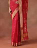 Pink Cotton Silk Blend Woven Wonders Chanderi Sari