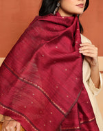 Maroon Silk Blend Hand Woven Stole