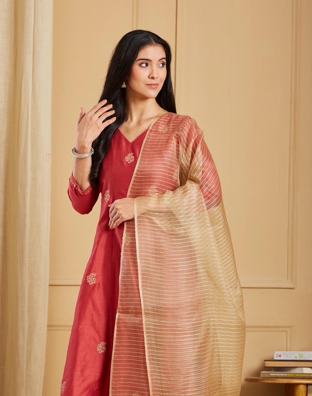 Beige Silk Dupatta