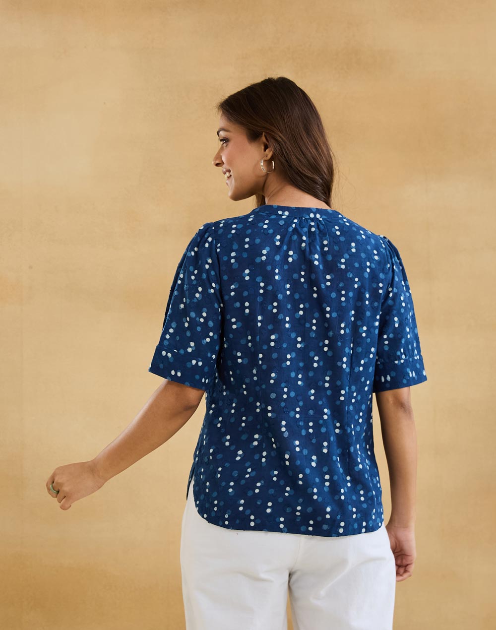 Indigo Cotton Dabu Top