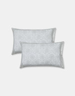Grey Hand Block Cotton Printed Bed Sheet With 2 Pillow Covers