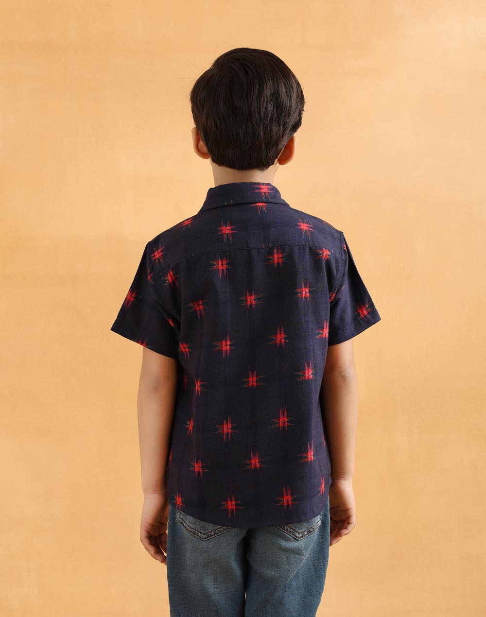 Navy Cotton Ikat Shirt