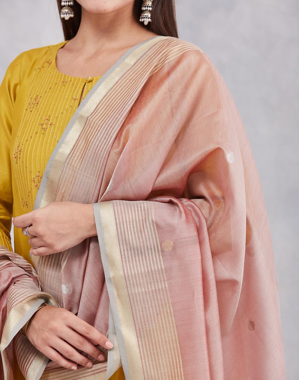 Pink Cotton Silk Blend Dupatta