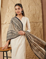 Natural-Black Silk Bagh Print Stole for Women from Fabindia UK