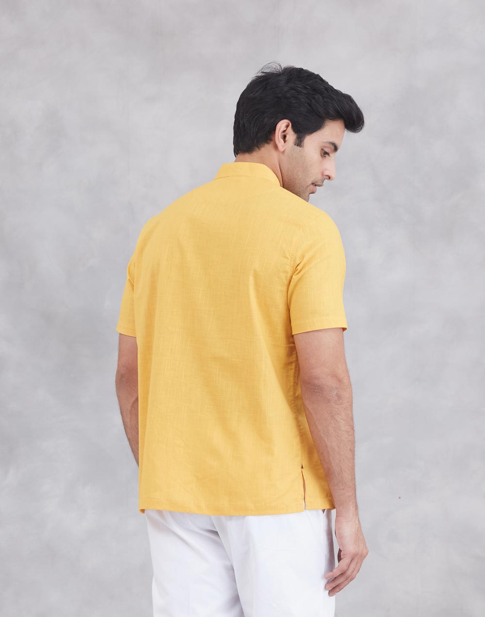 Mustard Cotton Mid Placket Shirt