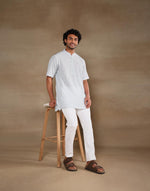 Blue Cotton Stripe Short Kurta