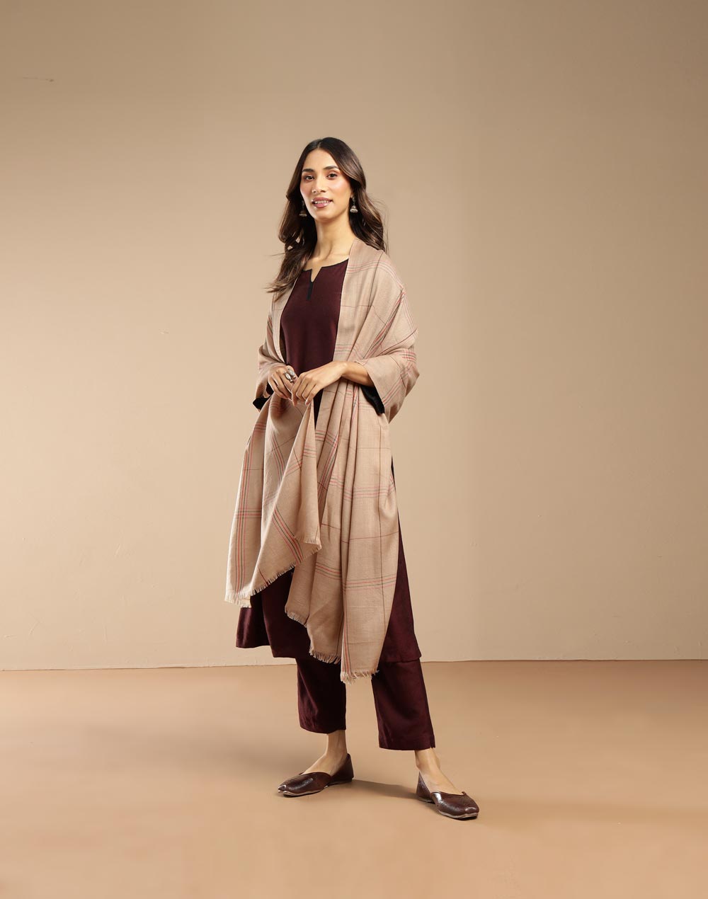 Beige Wool Shawl