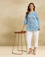 Blue Cotton Hand Block Printed Tunic