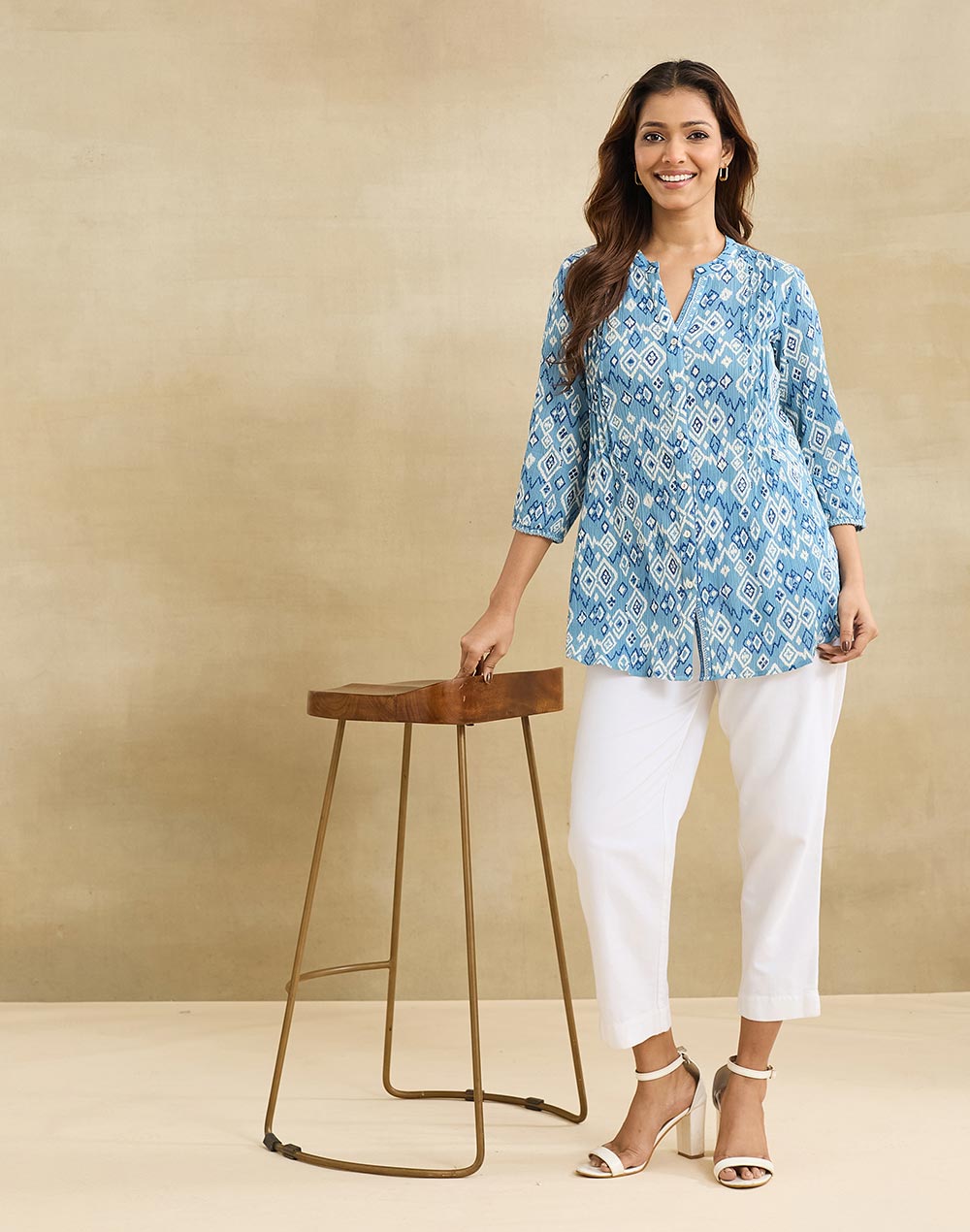 Blue Cotton Hand Block Printed Tunic