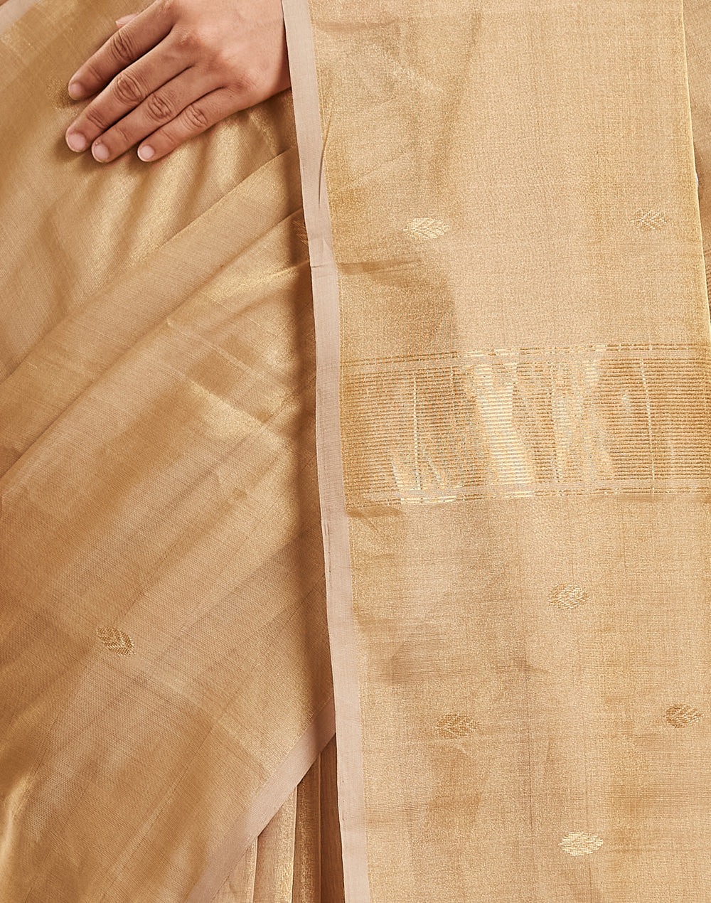 Gold Cotton Blend Maheshwari Sari