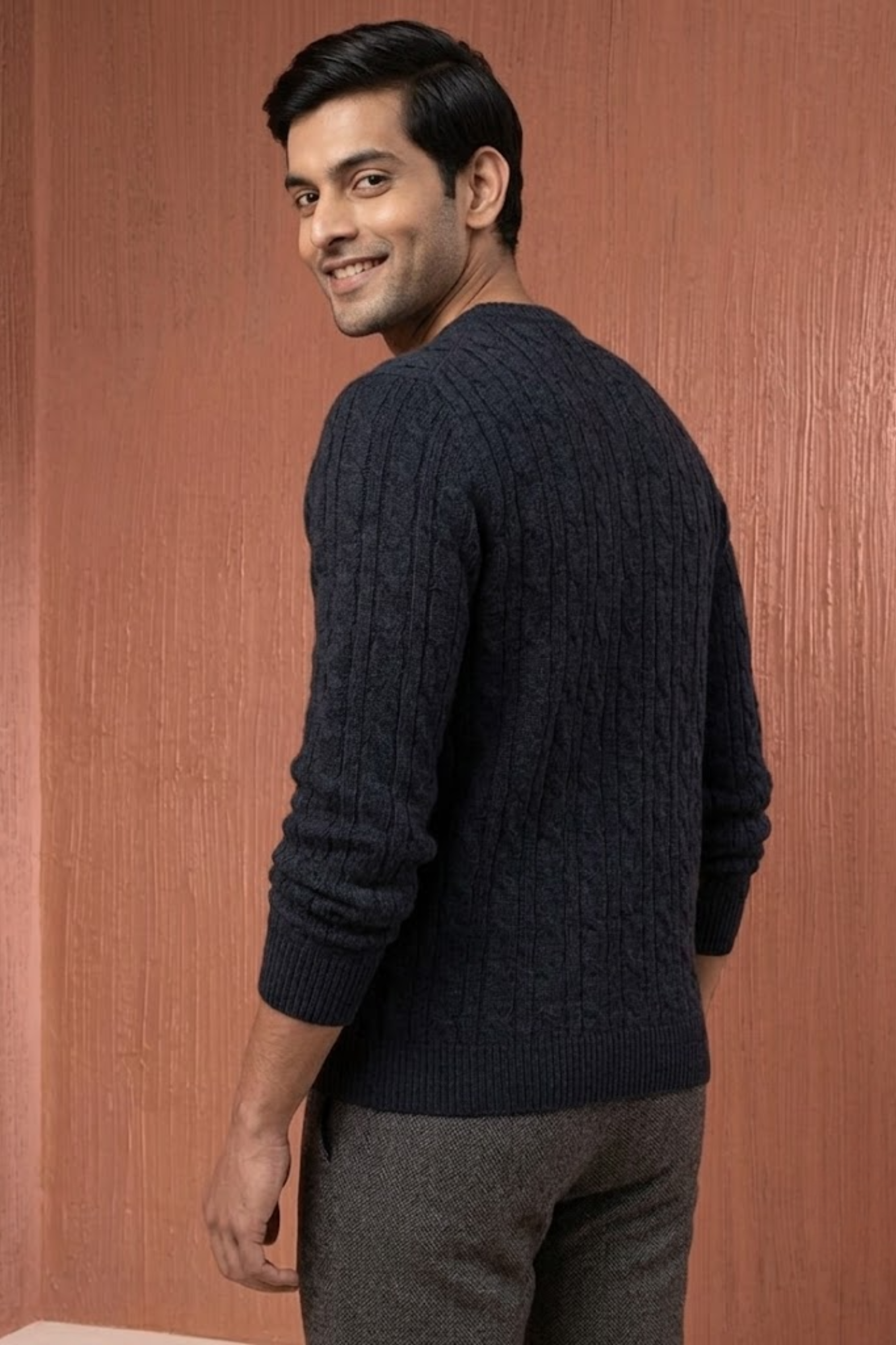 Navy Cotton Blend Sweater