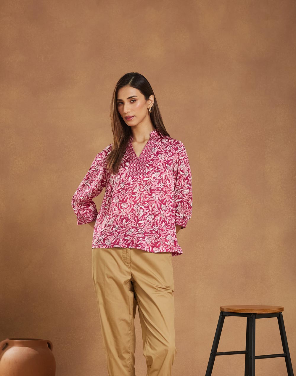 Pink Viscose Printed Helen Top