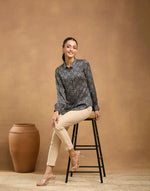Black Rayon Blend Ajrakh Shirt