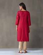 Maroon Viscose Silk Embroidered Long Kurta