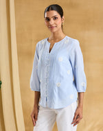 Light Blue Cotton Pleated Top & Slip