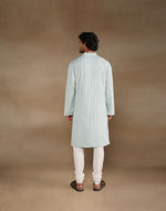 Green Cotton Chikankari Slim Fit Long Kurta