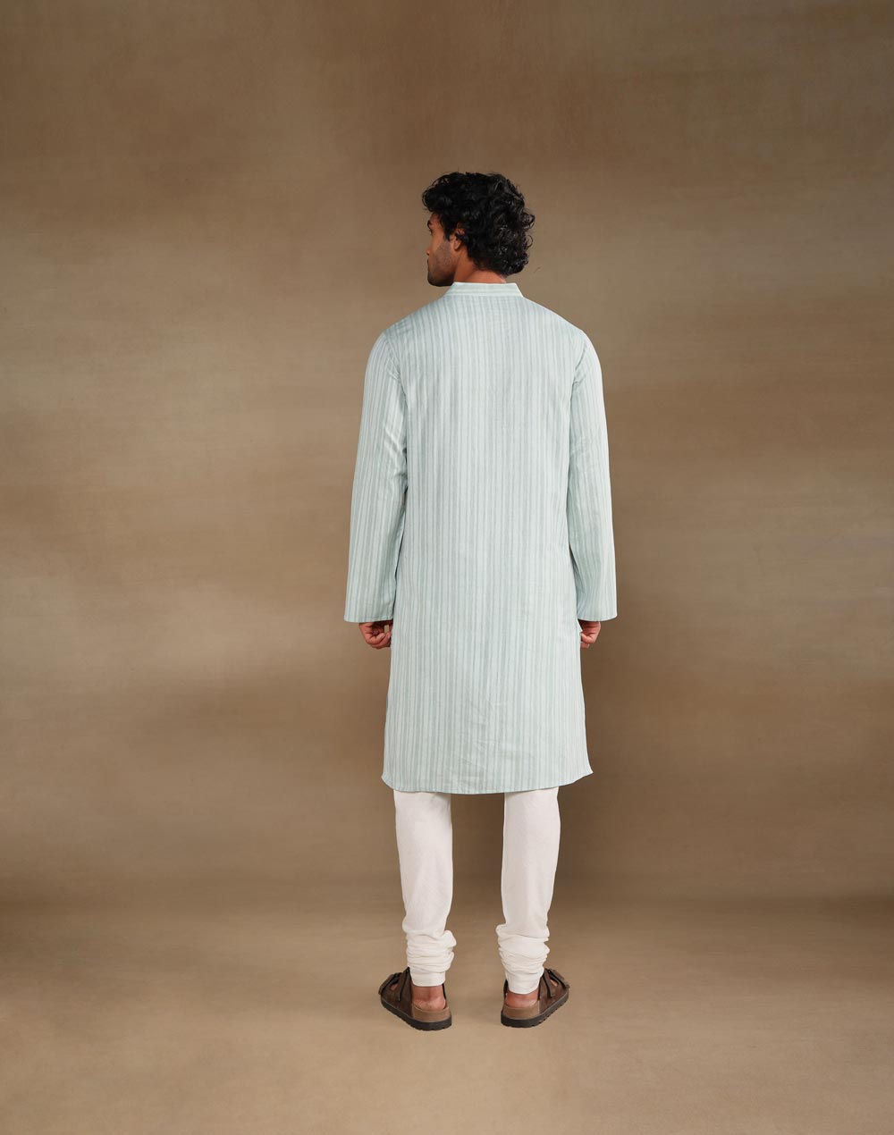 Green Cotton Chikankari Slim Fit Long Kurta