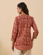 Red Cotton Kalamkari Printed Tunic