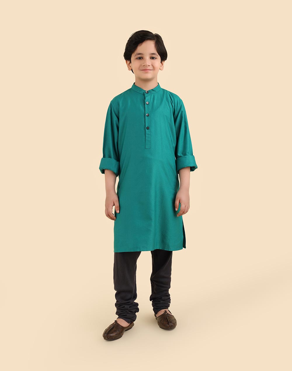 Teal Viscose Blend Ikat 2pc Kurta Set