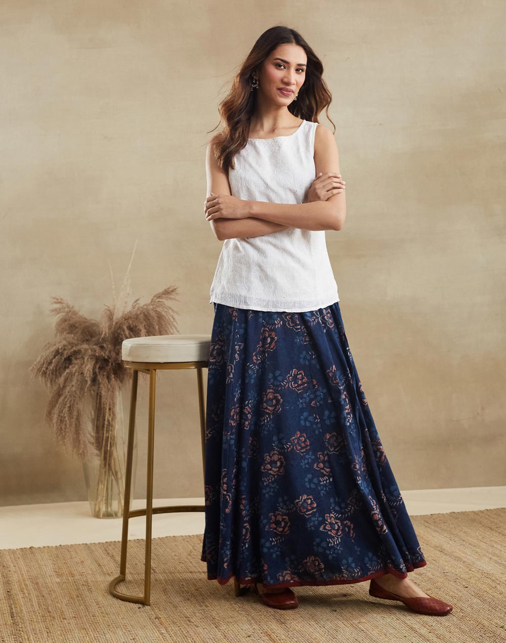 Indigo Cotton Ghera Skirt